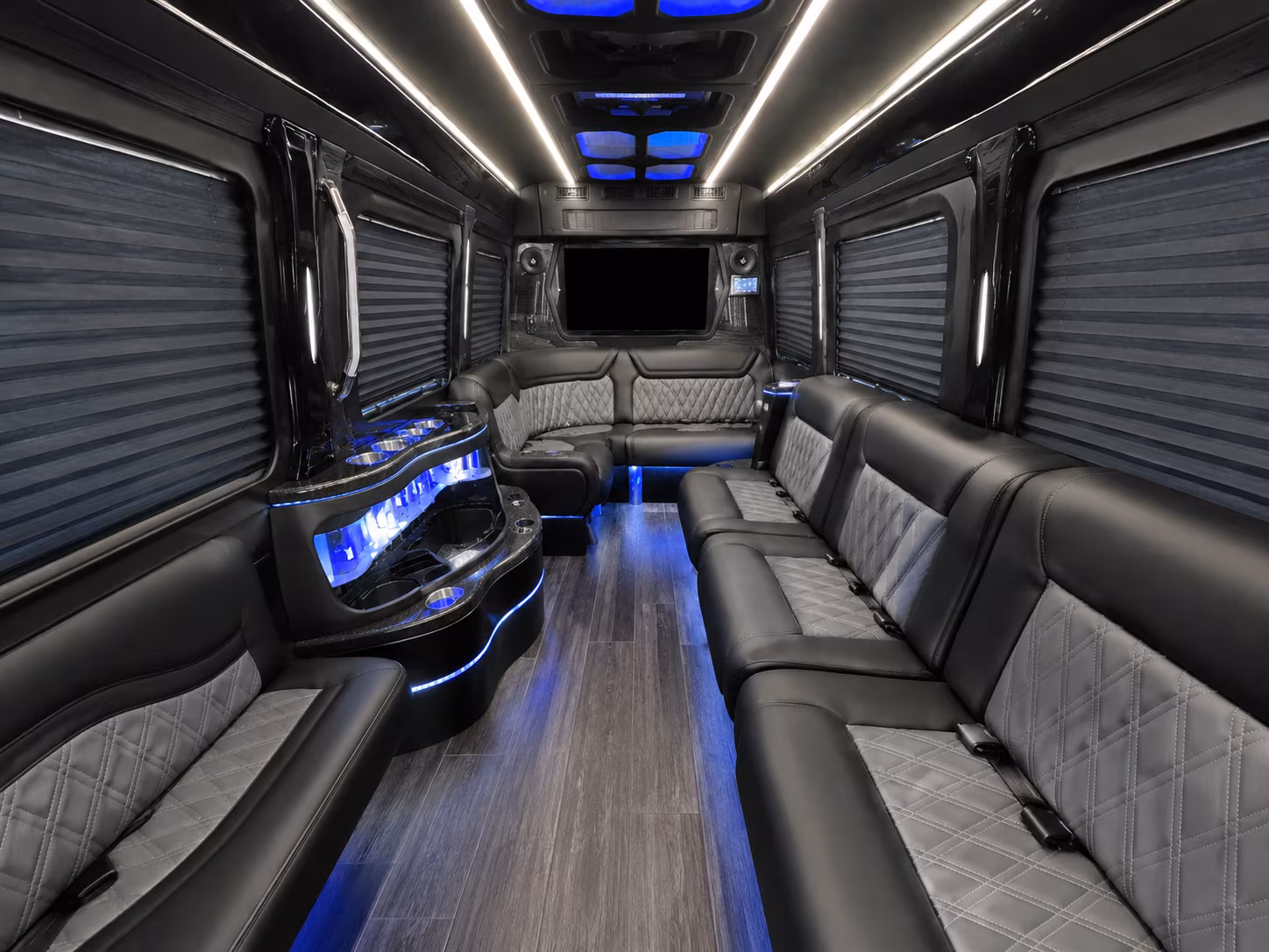 corona 30 passenger party bus interior