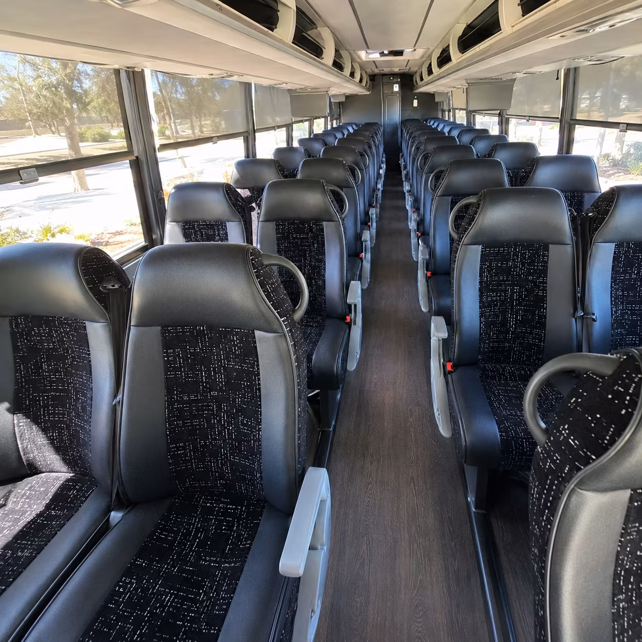 corona charter bus inside