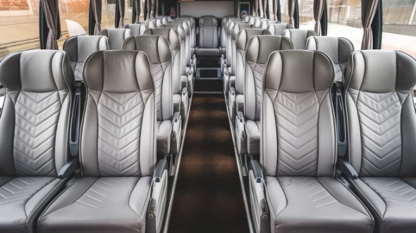 56 passenger charter bus interior view